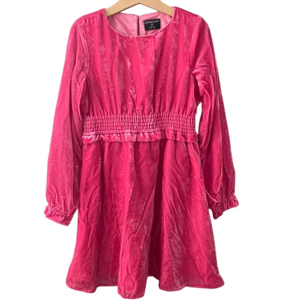 Crewcuts Smocked Velvet Dress - Hot Pink - 8